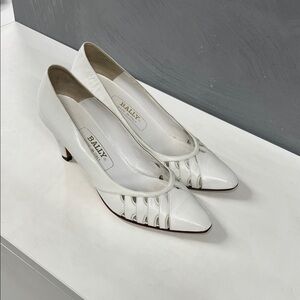 Bally White Cutout Heels